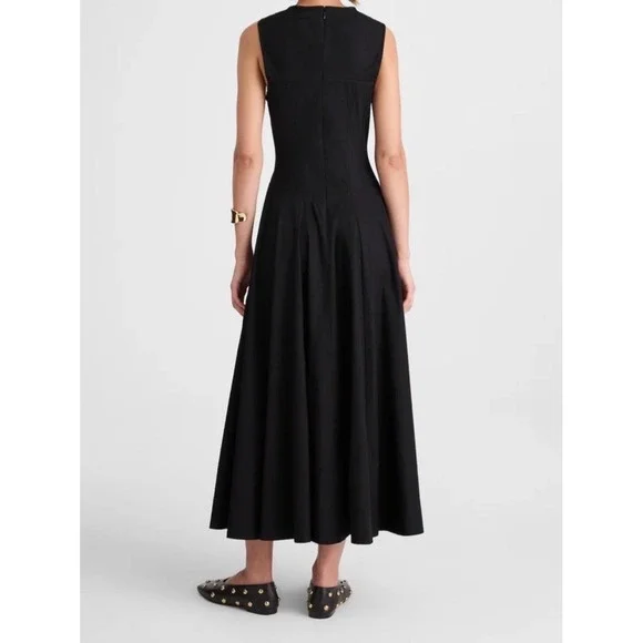 Madewell Black V-Neck Circle Seamed Maxi Dress Sleeveless Cotton NW050 Size 4 - Picture 2 of 8